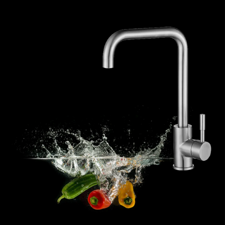 "Moderne Edelstahl-Küchenarmatur mit Einhebelmischer und abziehbarem Auslauf für flexible Wassersteuerung, rostfrei."