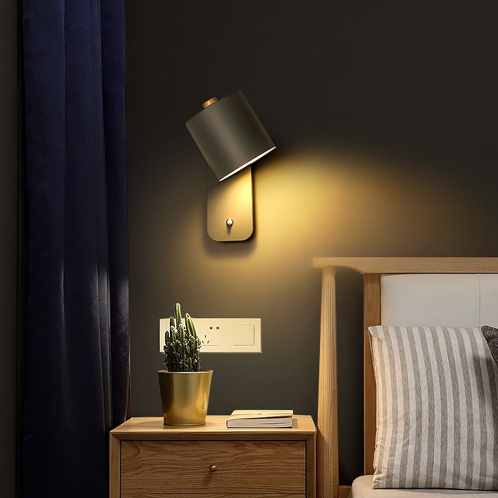 "Moderne graue LED Wandlampe mit Schalter, elegantes Design, ideal für stilvolle Innenbeleuchtung"