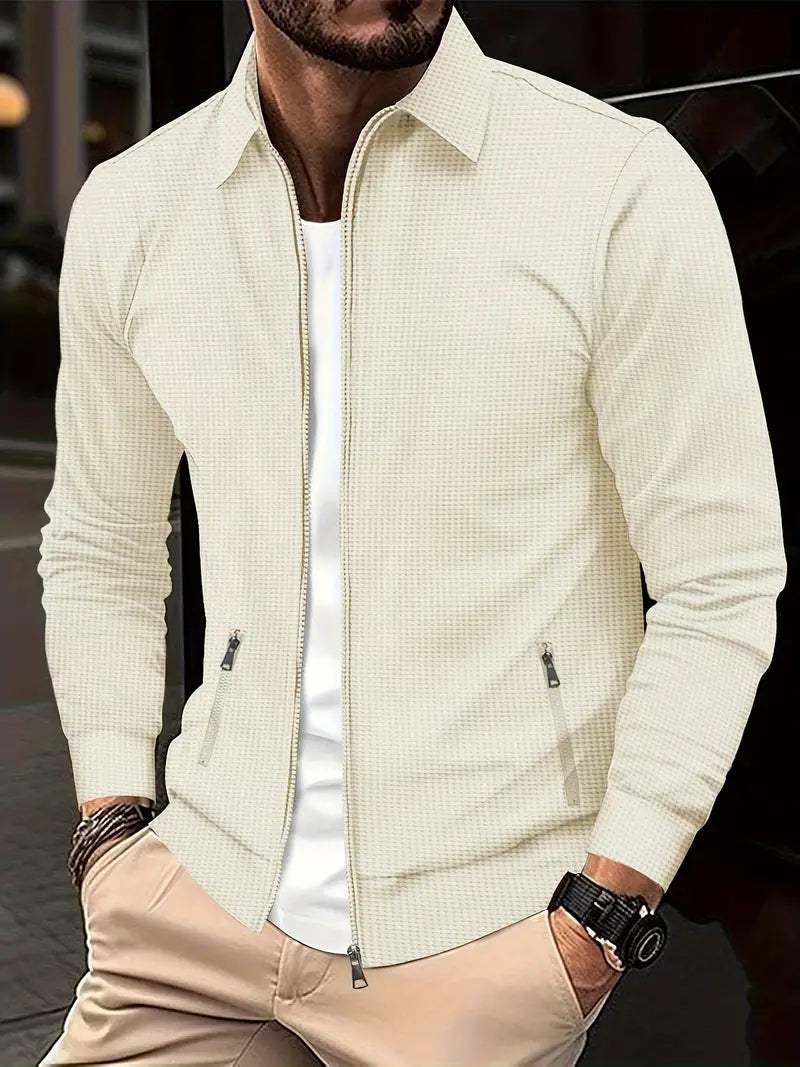 "Moderne Herren Übergangsjacke mit Reißverschluss, in Schwarz, mit schlankem Schnitt und funktionalem Design."