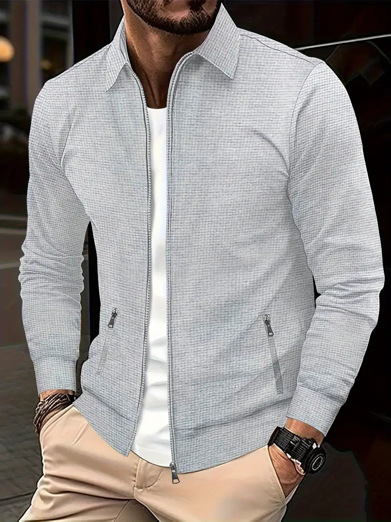 "Moderne Herren Übergangsjacke mit Reißverschluss, in Schwarz, mit schlankem Schnitt und funktionalem Design."