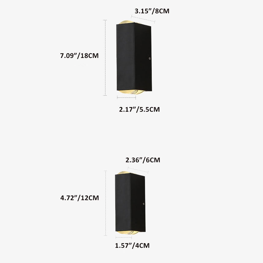 "Moderne schwarze LED-Wandleuchte, wasserdicht, schlankes Design, für Außenbereich wie Terrasse und Garten geeignet."