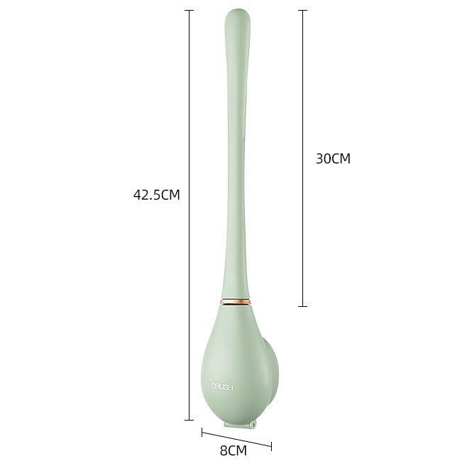 Moderne Silikon-Toilettenbürste, hygienisch, mit flachem Kopf und Wandhalterung, ideal für elegante Badezimmer.