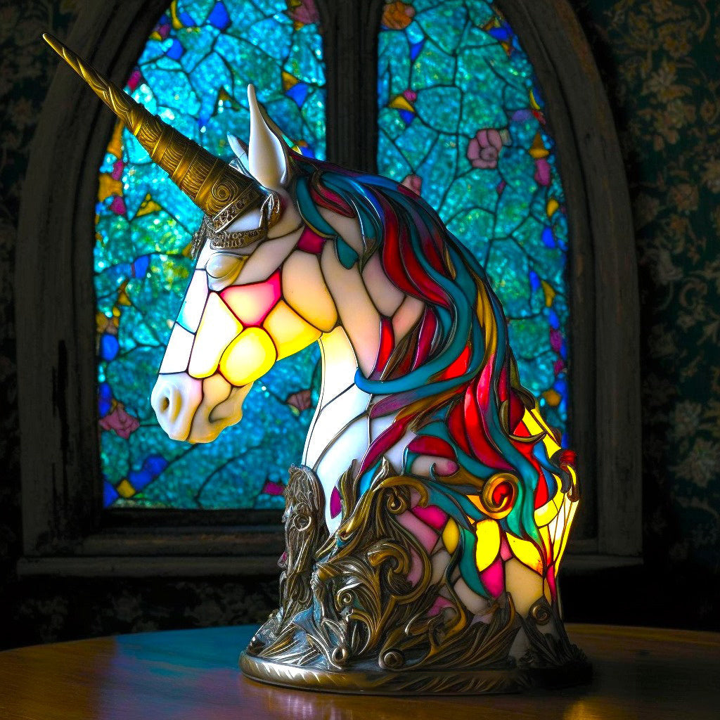 "Moderne Tiffany-Kunstlampe mit farbigem Wolfsmotiv, ideal für stilvolle Wohnräume; vielseitige Beleuchtung für Interieur."