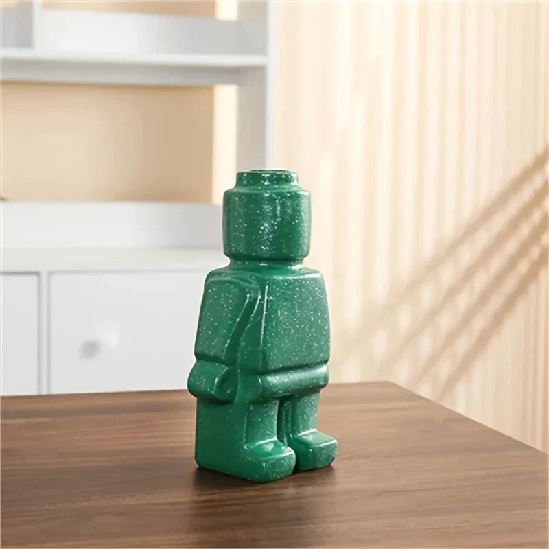 "Moderne weiße keramische Lego-Vase, minimalistisch, ideal für stilvolle Wohn- und Bürodeko, kreative Note, langlebig."