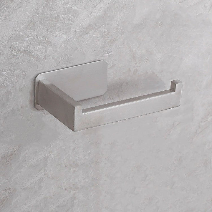 Moderner, bohrfreier Edelstahl-Toilettenpapierhalter in Schwarz oder Silber, ideal für stilvolle Badezimmer.