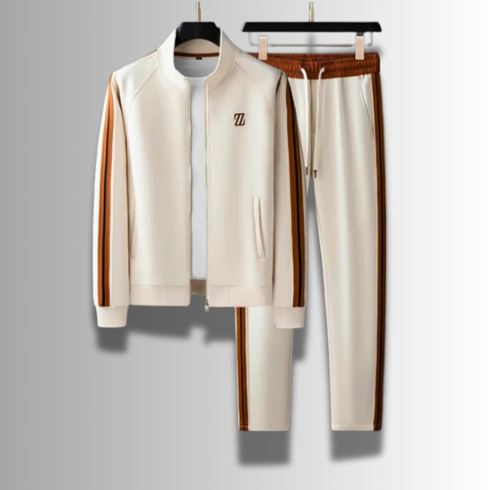 Moderner Herren Jogginganzug, atmungsaktiv, in Grau mit Kapuze und Taschen, ideal für Sport und Freizeit.