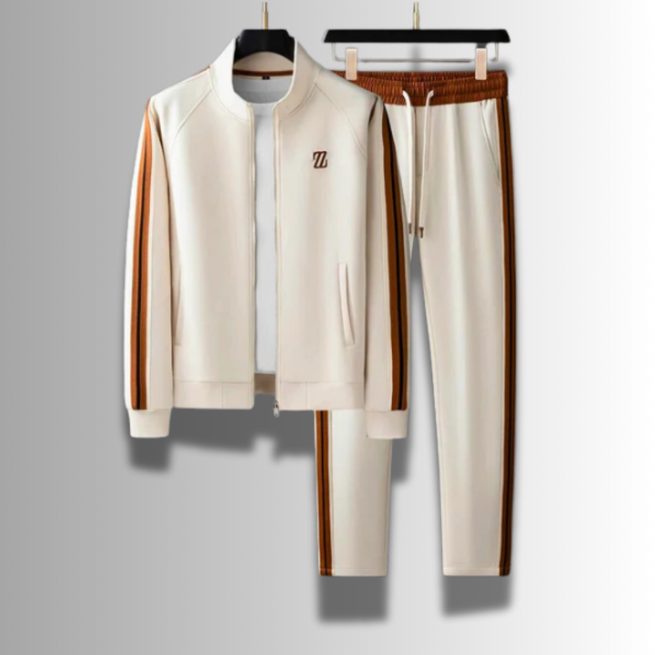 Moderner Herren Jogginganzug, atmungsaktiv, in Grau mit Kapuze und Taschen, ideal für Sport und Freizeit.