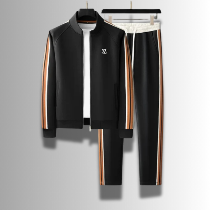 Moderner Herren Jogginganzug, atmungsaktiv, in Grau mit Kapuze und Taschen, ideal für Sport und Freizeit.