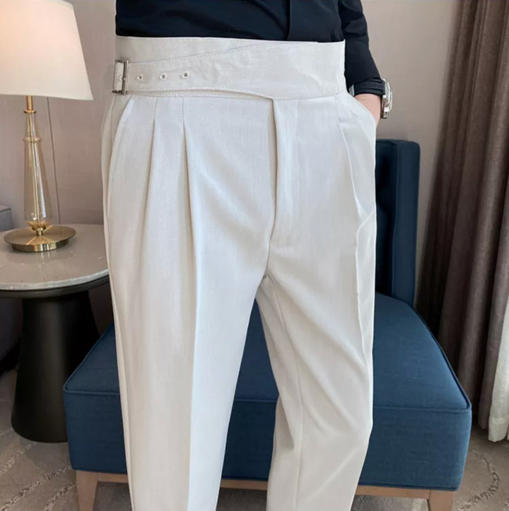 "Modische Herren-Gurkha-Hose mit hoher Taille, 7/8-Schnitt; flexibel, elegant, britisches Flair, knitterfreies Gewebe"