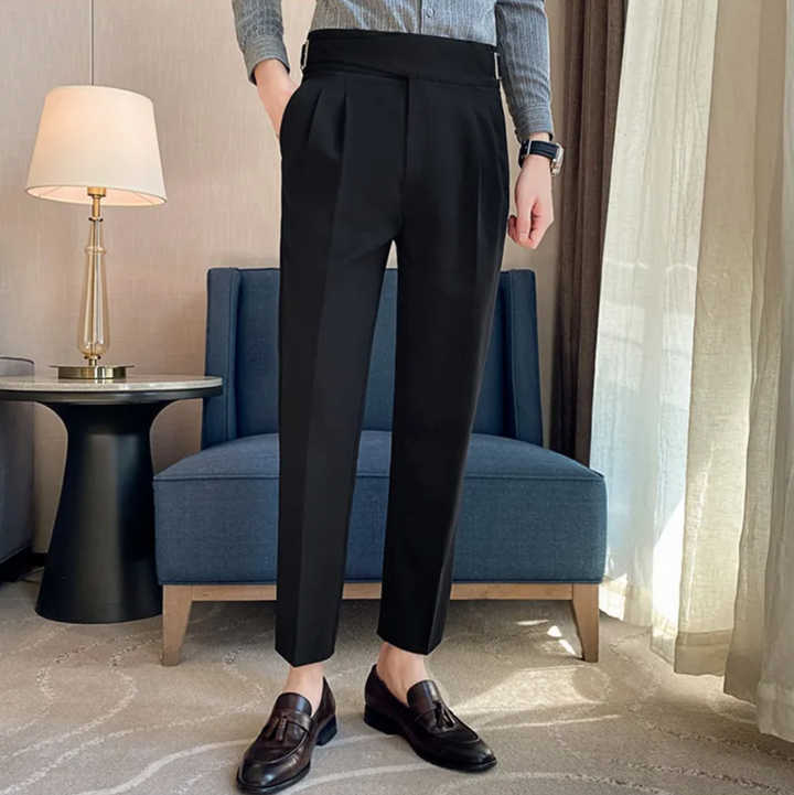 "Modische Herren-Gurkha-Hose mit hoher Taille, 7/8-Schnitt; flexibel, elegant, britisches Flair, knitterfreies Gewebe"