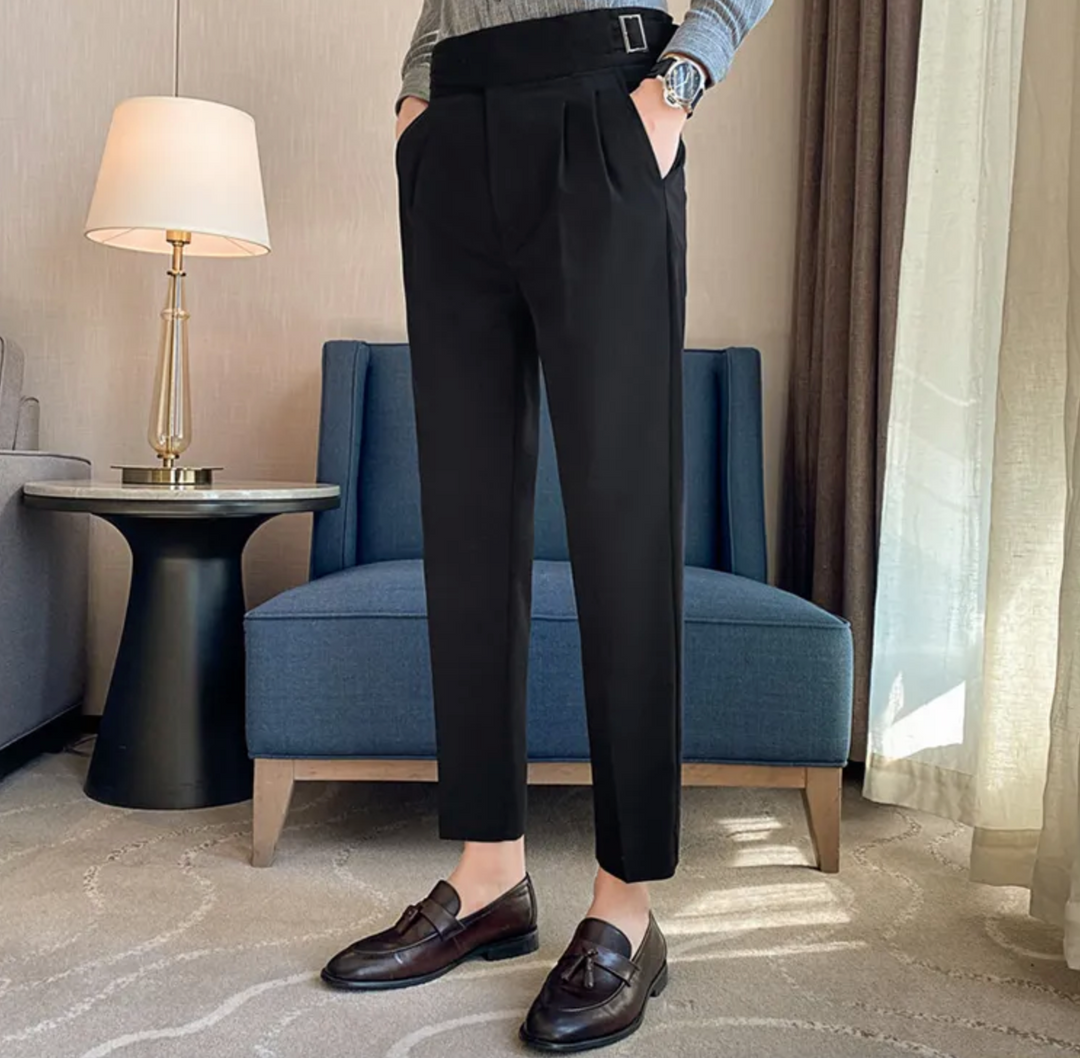 "Modische Herren-Gurkha-Hose mit hoher Taille, 7/8-Schnitt; flexibel, elegant, britisches Flair, knitterfreies Gewebe"