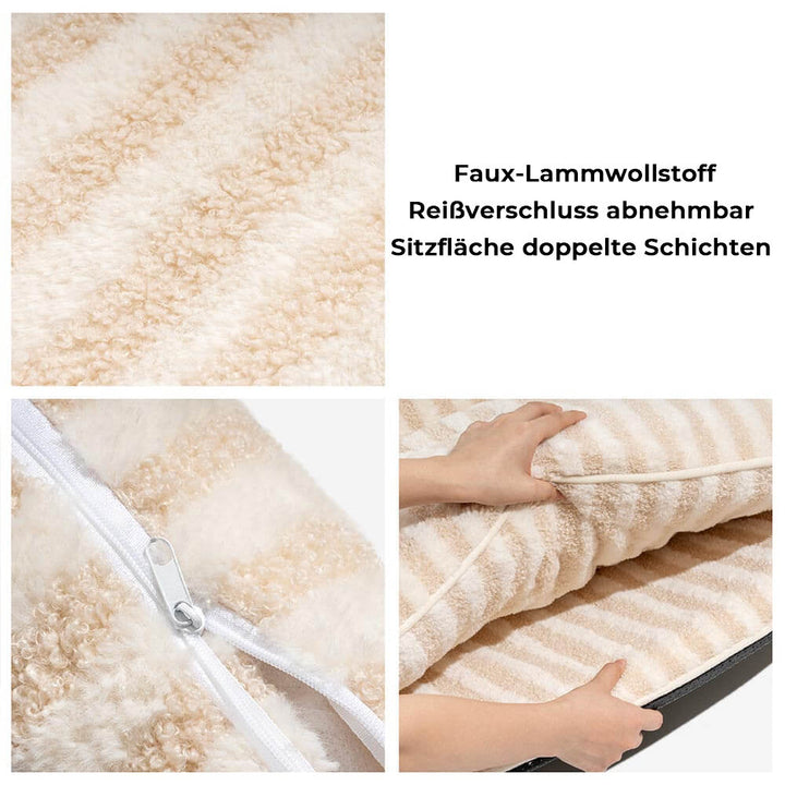 "Modisches Schlafsofa für Haustiere mit Streifendesign und Lammwolle, ideal für Hunde und Katzen, doppellagig und gemütlich"