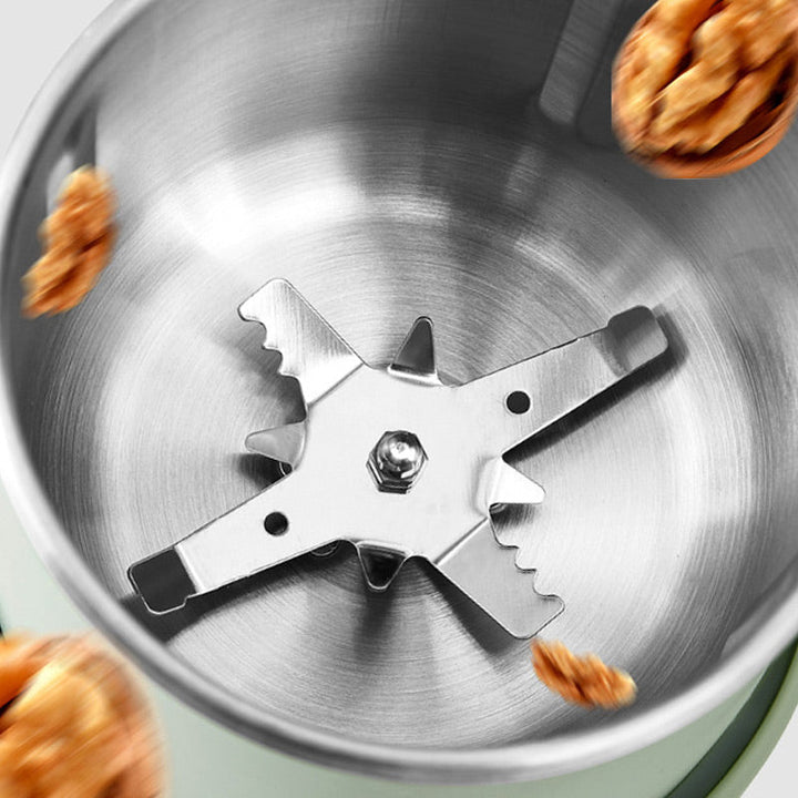 Multifunktionale Getreidemühle, Edelstahlinnenraum, großes Fassungsvermögen, elegantes Design, ideales Küchengerät.