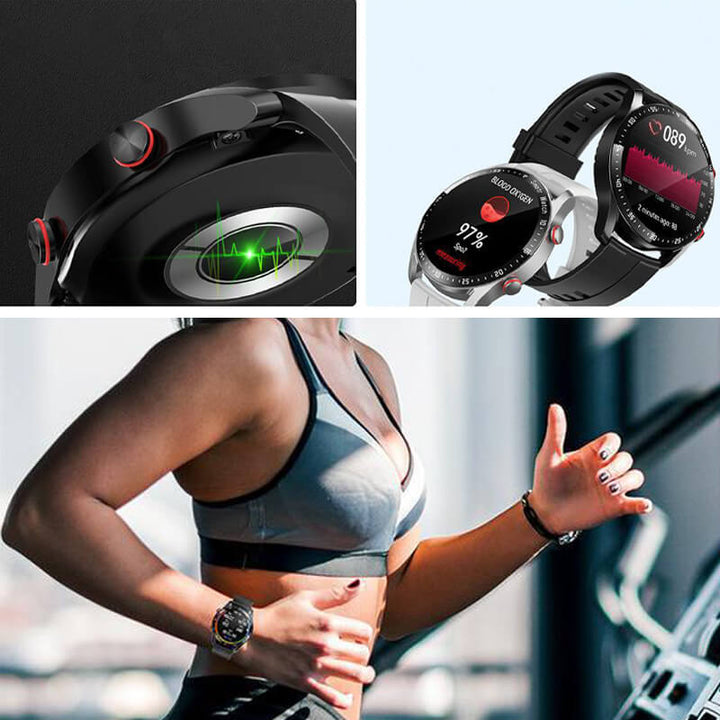 "Multifunktionale Smartwatch mit 1,45-Zoll-Display, bietet Blutzucker- und Herzüberwachung; ideal für Gesundheitsbewusste."