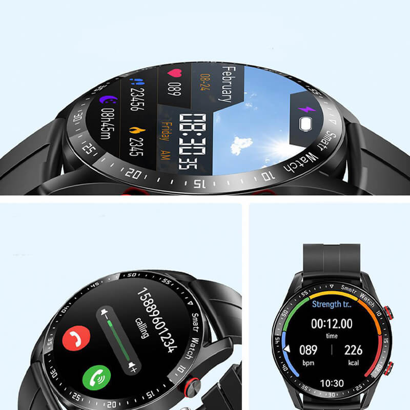 "Multifunktionale Smartwatch mit 1,45-Zoll-Display, bietet Blutzucker- und Herzüberwachung; ideal für Gesundheitsbewusste."