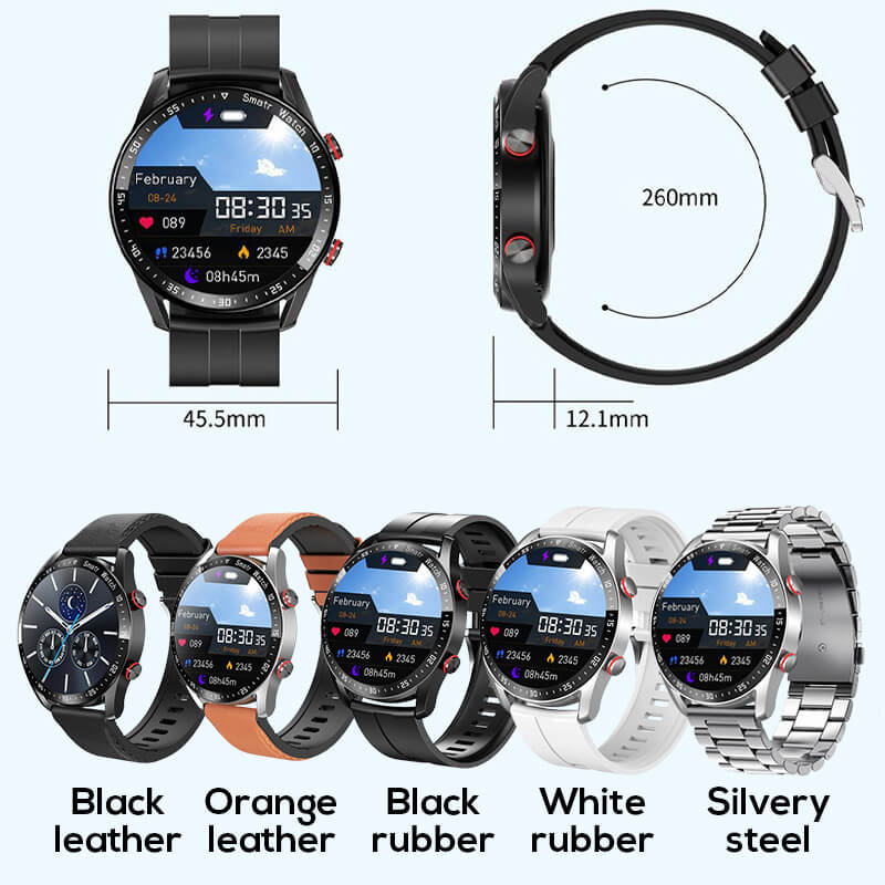 "Multifunktionale Smartwatch mit 1,45-Zoll-Display, bietet Blutzucker- und Herzüberwachung; ideal für Gesundheitsbewusste."