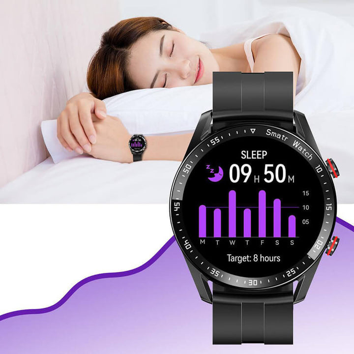 "Multifunktionale Smartwatch mit 1,45-Zoll-Display, bietet Blutzucker- und Herzüberwachung; ideal für Gesundheitsbewusste."