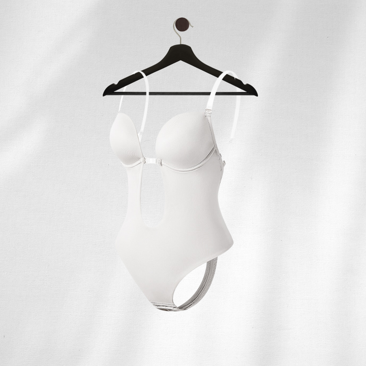 Nahtloser Shapewear BH für Damen, rückenfrei, in Schwarz; ideal für tiefe Ausschnitte, betont Kurven, hoher Komfort.
