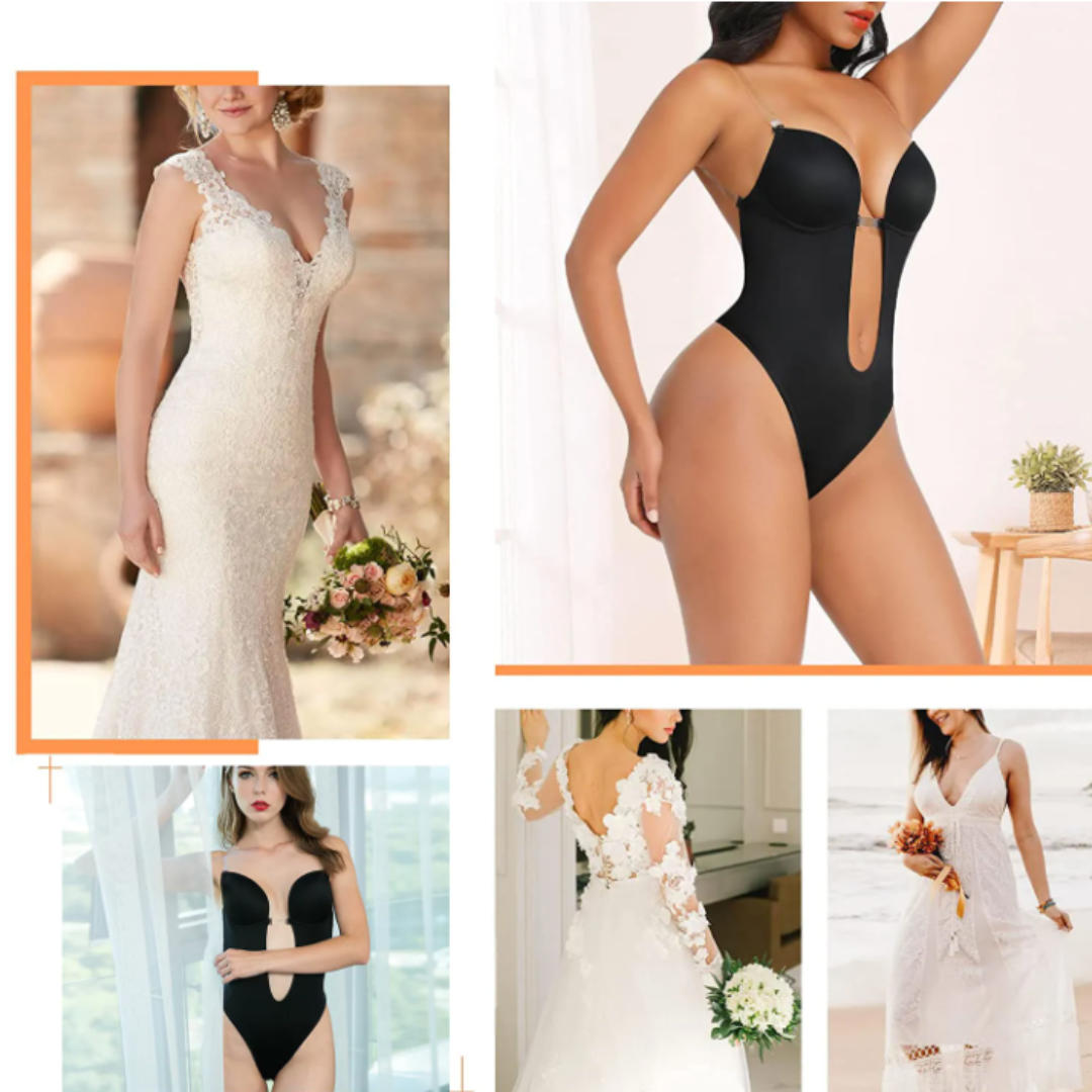 Nahtloser Shapewear BH für Damen, rückenfrei, in Schwarz; ideal für tiefe Ausschnitte, betont Kurven, hoher Komfort.
