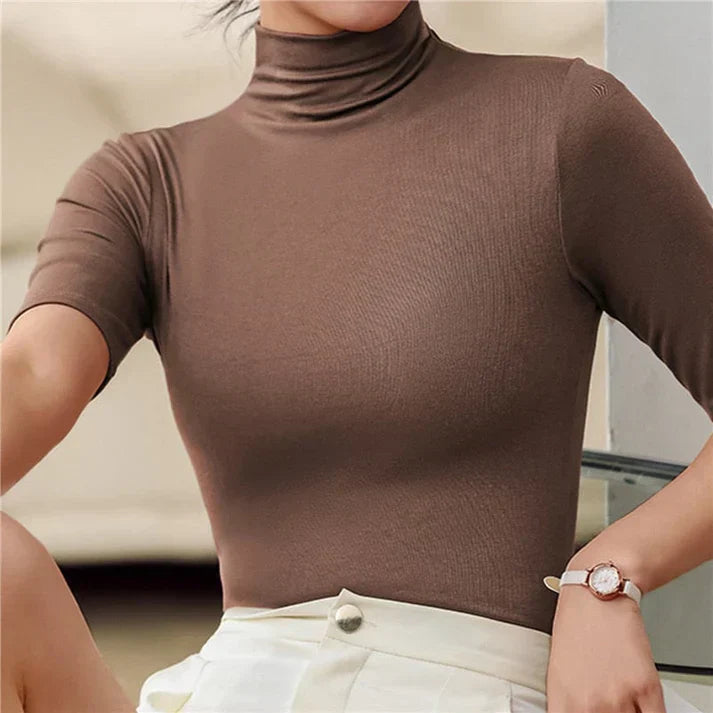 "Nahtloser, ultra-dünner Damenrollkragenpullover in elegantem Design, ideal für kühle Tage, in Blau, Braun, Grau, Schwarz, We
