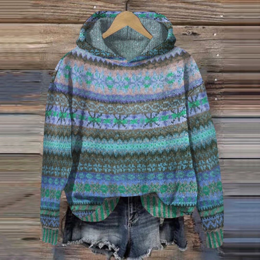 Norweger-Kapuzenpulli Damen, warm, traditionelles Design, Komfort. Perfekt für Winter, skandinavischer Stil.