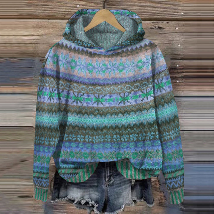Norweger-Kapuzenpulli Damen, warm, traditionelles Design, Komfort. Perfekt für Winter, skandinavischer Stil.