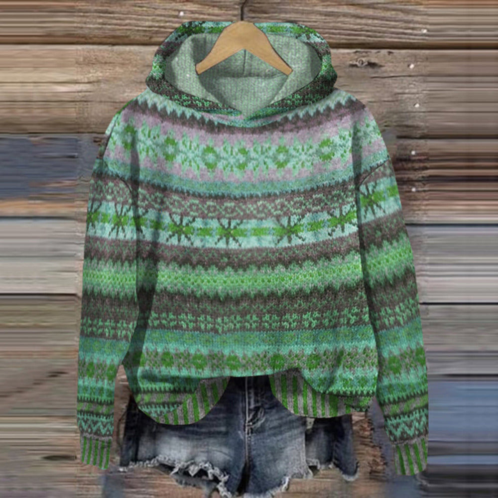 Norweger-Kapuzenpulli Damen, warm, traditionelles Design, Komfort. Perfekt für Winter, skandinavischer Stil.