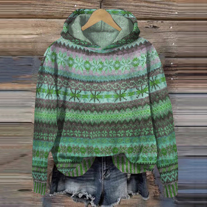 Norweger-Kapuzenpulli Damen, warm, traditionelles Design, Komfort. Perfekt für Winter, skandinavischer Stil.