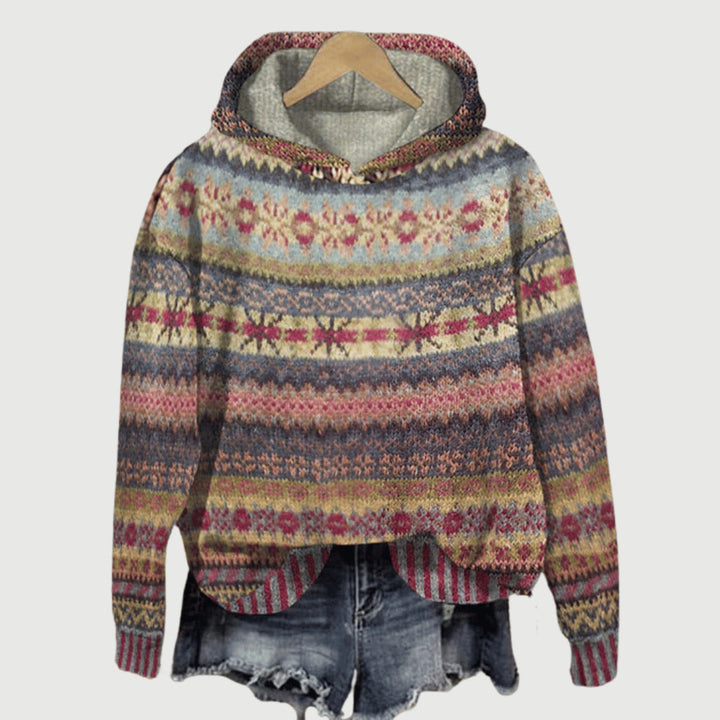 Norweger-Kapuzenpulli Damen, warm, traditionelles Design, Komfort. Perfekt für Winter, skandinavischer Stil.