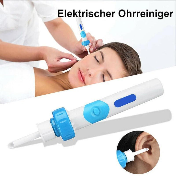 "Ohrenschmalzentferner Staubsauger mit sanfter Vibration, kompakt und sicher aus BPA-freiem Kunststoff, für alle Ohren."