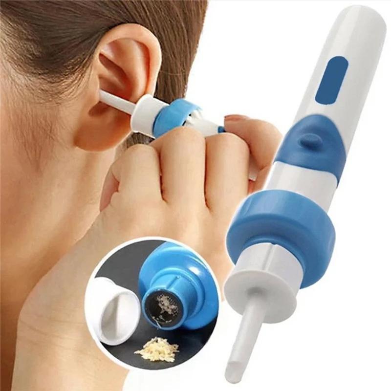 "Ohrenschmalzentferner Staubsauger mit sanfter Vibration, kompakt und sicher aus BPA-freiem Kunststoff, für alle Ohren."