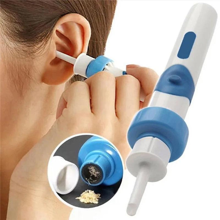 "Ohrenschmalzentferner Staubsauger mit sanfter Vibration, kompakt und sicher aus BPA-freiem Kunststoff, für alle Ohren."