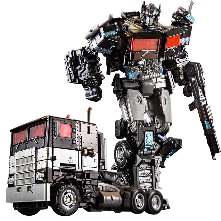 "Optimus Prime Actionfigur, 18 cm, verwandelt sich in Roboterauto, detailreiches Design, Sammlerstück für Transformers-Fans."