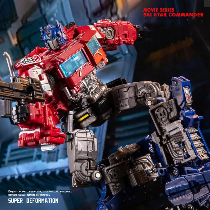 "Optimus Prime Actionfigur, 18 cm, verwandelt sich in Roboterauto, detailreiches Design, Sammlerstück für Transformers-Fans."
