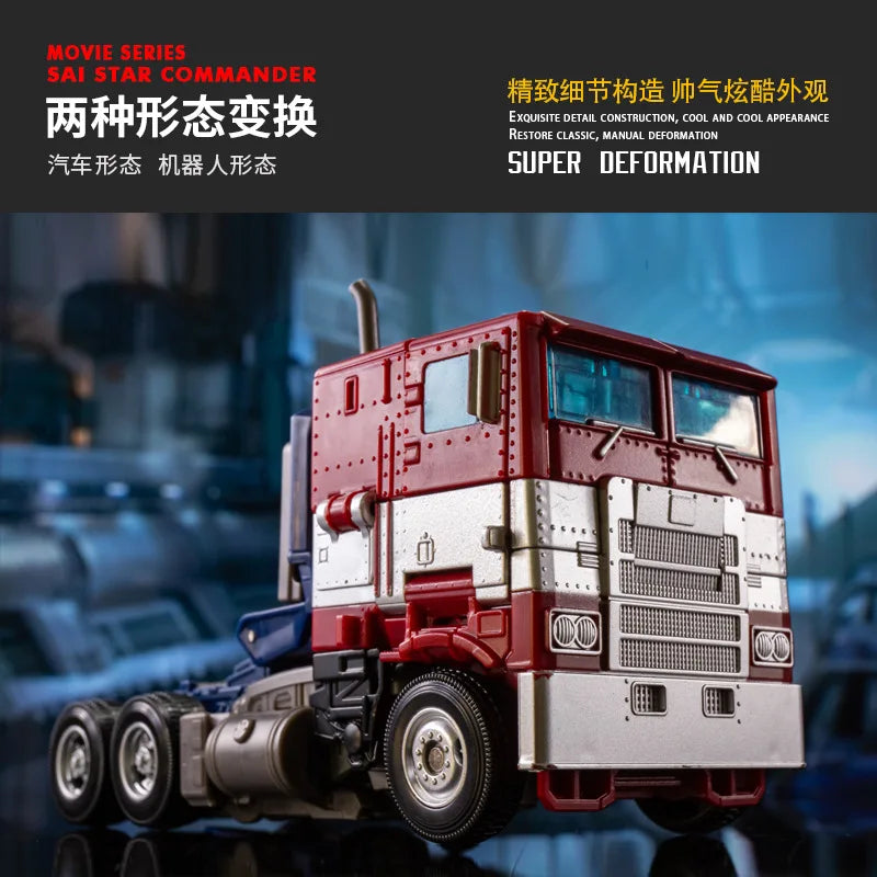 "Optimus Prime Actionfigur, 18 cm, verwandelt sich in Roboterauto, detailreiches Design, Sammlerstück für Transformers-Fans."