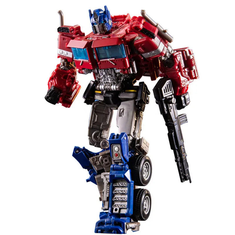 "Optimus Prime Actionfigur, 18 cm, verwandelt sich in Roboterauto, detailreiches Design, Sammlerstück für Transformers-Fans."