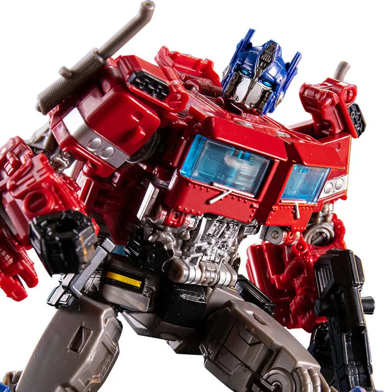 "Optimus Prime Actionfigur, 18 cm, verwandelt sich in Roboterauto, detailreiches Design, Sammlerstück für Transformers-Fans."