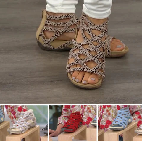 "Orthopädische Damen-Sandalen, beige, mit rutschfester und atmungsaktiver Sohle, ideal für Komfort und stilvolle Eleganz."