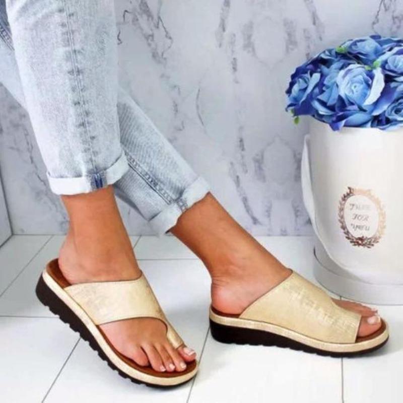 "Orthopädische Damen Sandalen in Gelb, bequem mit Hallux Valgus Funktion, stilvoll und modisch für optimalen Komfort."