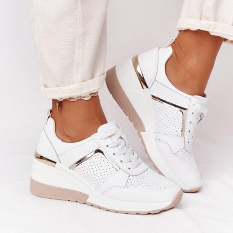 Orthopädische Damen-Sneaker in Weiß mit gepolsterter Sohle und atmungsaktivem Material für stilvollen Komfort und Unterstützu