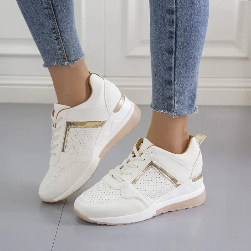 Orthopädische Damen-Sneaker in Weiß mit gepolsterter Sohle und atmungsaktivem Material für stilvollen Komfort und Unterstützu