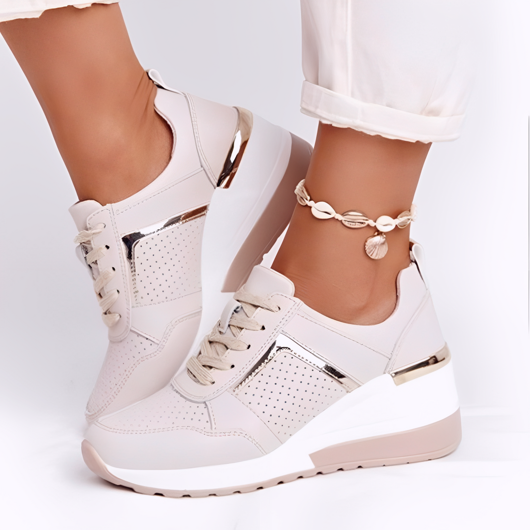 Orthopädische Damen-Sneaker in Weiß mit gepolsterter Sohle und atmungsaktivem Material für stilvollen Komfort und Unterstützu