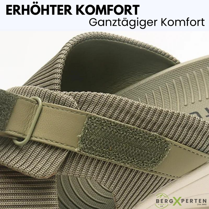 "Orthopädische grüne Sandalen für Damen mit rutschfester Sohle und weichem Material zur Linderung von Fußschmerzen."