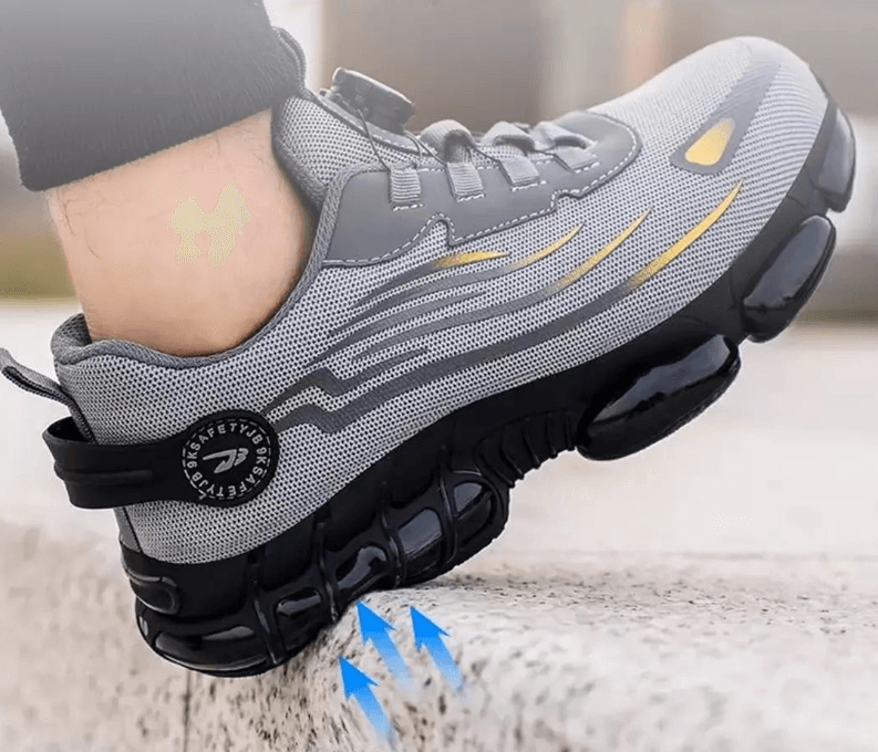 "Orthopädische Herrensicherheitsschuhe mit Kevlar-Sohle, grau, rutschfest, komfortabel für Arbeitsumgebung"