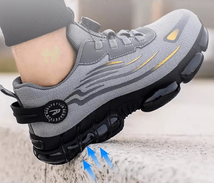 "Orthopädische Herrensicherheitsschuhe mit Kevlar-Sohle, grau, rutschfest, komfortabel für Arbeitsumgebung"