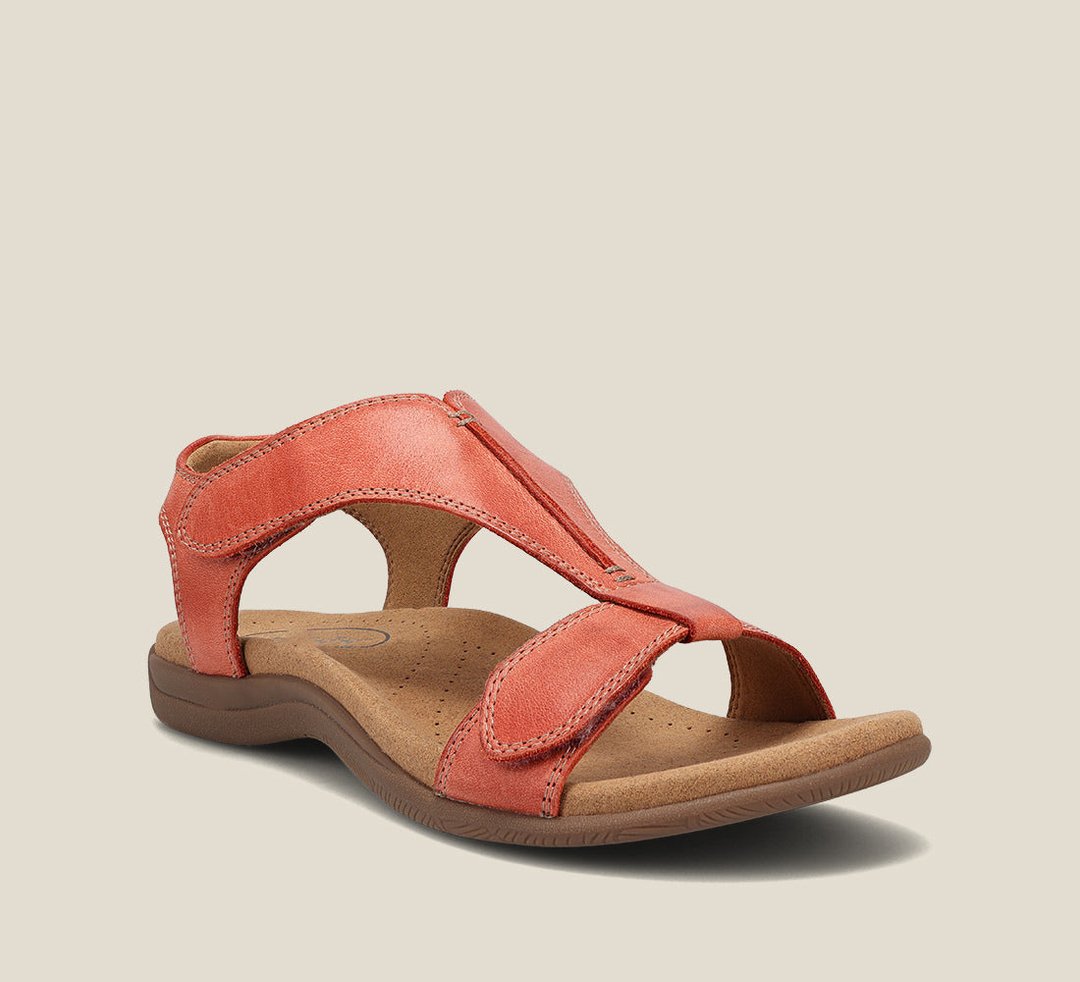 Orthopädische Sandalen für Damen, T-Riemen-Design in Beige, Blau, Gelb, Grau, Orange, Schwarz mit Memory-Schaum-Sohle.