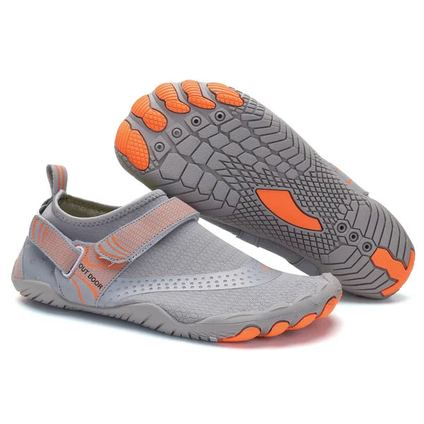 "Orthopädische wasserdichte Barfußschuhe für Damen, Komfort & Stabilität, in Blau, ideal für Outdoor-Aktivitäten."