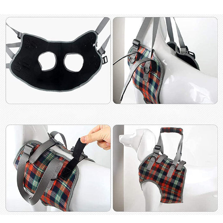 "Orthopädischer Hundegurt mit Verstellbaren Gurten für Unterstützung der Hinterbeine, ergonomisches Design für Stabilität."