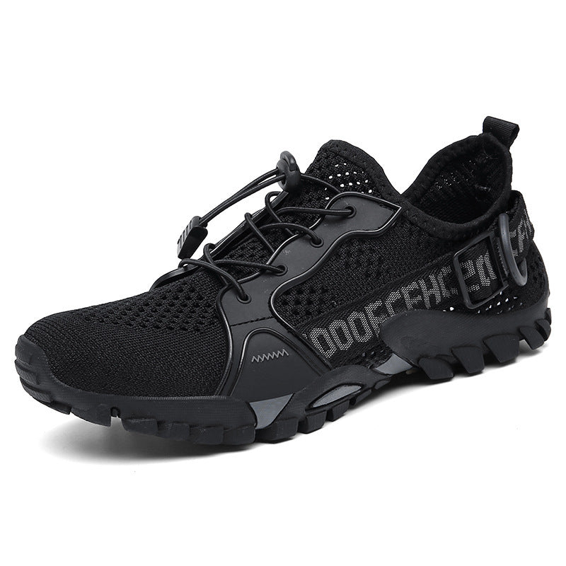 "Orthopädischer Wanderschuh Damen in Camouflage, gepolsterte Einlegesohle, rutschfeste Sohle, atmungsaktiv, seitliche Ansicht