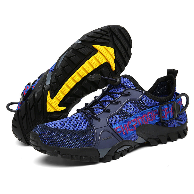 "Orthopädischer Wanderschuh Damen in Camouflage, gepolsterte Einlegesohle, rutschfeste Sohle, atmungsaktiv, seitliche Ansicht